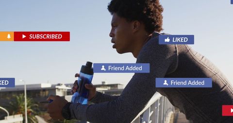 Athlete Pondering Thirst while Balancing Fitness and Virtual Engagement