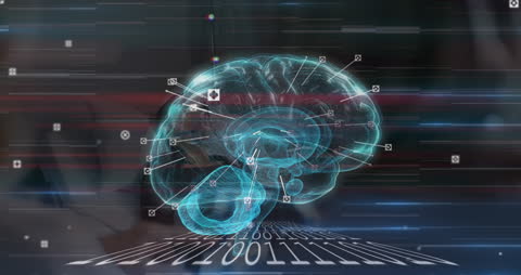 Doctors Analyzing Unconscious Patient with Digital Brain Overlay