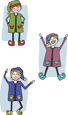 Joyful children wearing cheery christmas attire - transparent illustration