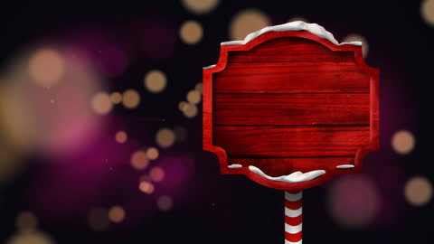 Animated Holiday Lights and Red Winter Sign with Snowy Border
