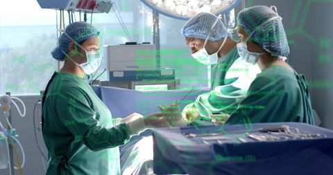 Surgeons Collaborating with Digital Data Displays in Operating Room