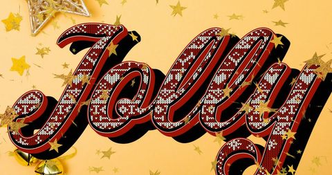 Festive Jolly Text with Christmas Decorations and Stars