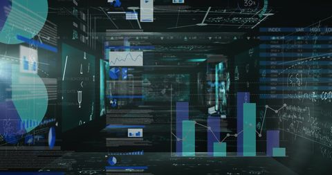 Futuristic Data Visualization Interface with Floating Graphs - Download Free Stock Images Pikwizard.com