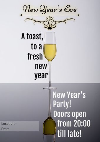 New Year's Eve Party Invitation Featuring Champagne Glass - Download Free Stock Templates Pikwizard.com