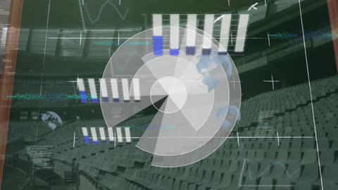 Analyzing Sports Data in Empty Stadium with Futuristic Graphics