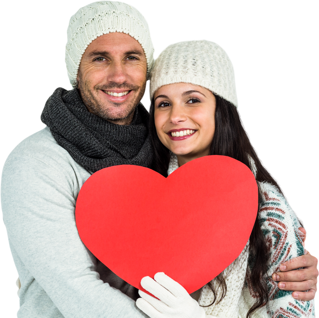 Smiling Couple Holding Red Paper Heart Transparent Background - Download Free Stock Videos Pikwizard.com