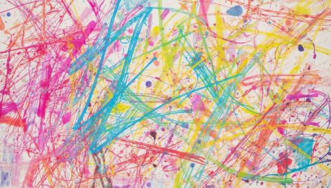 Colorful abstract expression heavy brush strokes and drips