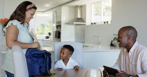Happy Family Packing Backpack in Bright Kitchen