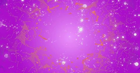 Futuristic Digital Network with Cosmic Particles in Purple-Pink Gradient
