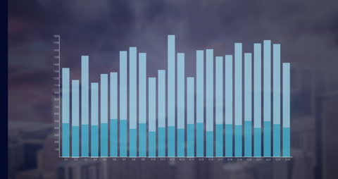 Dynamic Bar Chart Animation over Cityscape Background