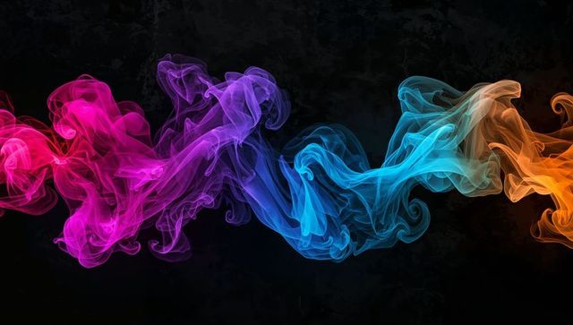 Vibrant Swirling Colored Smoke on Dark Background