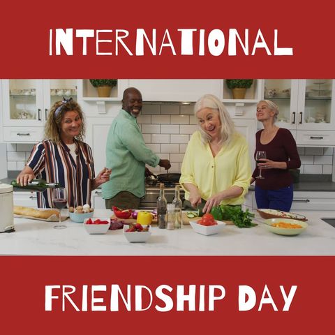 diverse friends cooking together for international friendship day celebration - Download Free Stock Templates Pikwizard.com