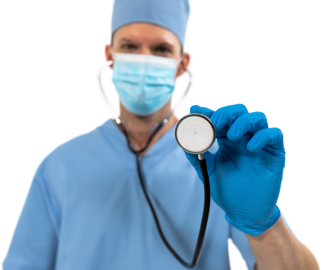 Transparent Midsection Male Health Worker Wearing Gloves Holding Stethoscope - Download Free Stock Videos Pikwizard.com