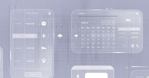 Futuristic ui showing shipping tracking and calendar