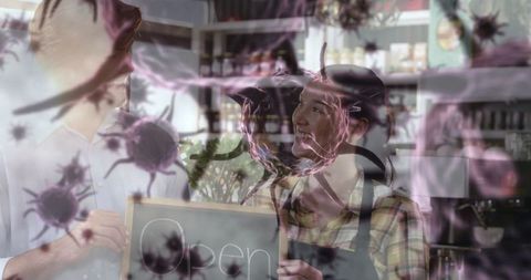 Entrepreneur optimism despite challenges depicted with virus overlay