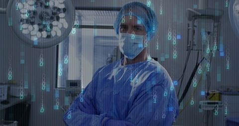 Surgeon in OR with Digital Technology Elements Envisioning Future Healthcare