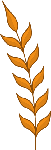 Decorative botanical branch with orange leaves transparent background