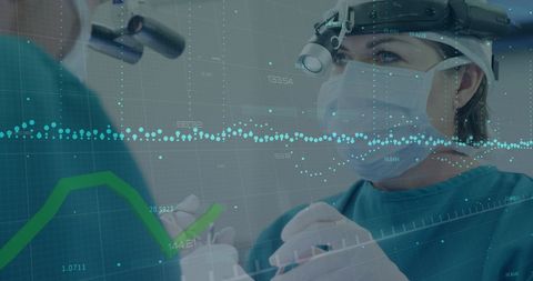 Surgeon Performing Major Surgery with Data Overlay