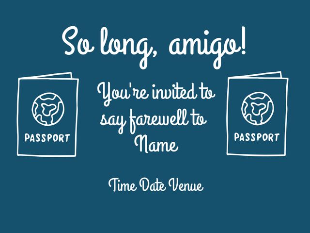 Travel-Themed Farewell Invite With Passport Illustration and Playful Font - Download Free Stock Templates Pikwizard.com