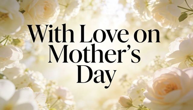 Sending love on mother's day with sunlit cream roses and soft bokeh background