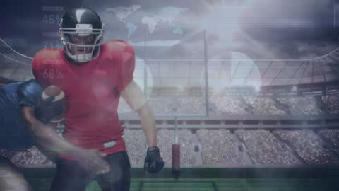 Rugby Players with Digital Interface and Data Visualization Animation