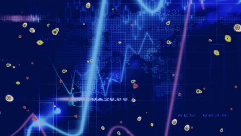 Fruit Icons Overlaying Digital World Map Visualization