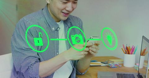 Asian Professional Exploring Network Connections on Smartphone