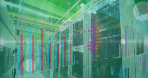 Digital Data Processing Overlaying Modern Servers - Download Free Stock Images Pikwizard.com