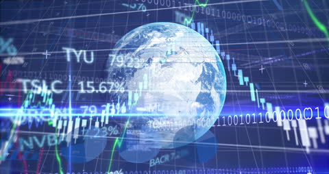 Digital Globe and Financial Data Overlaid Business Animation