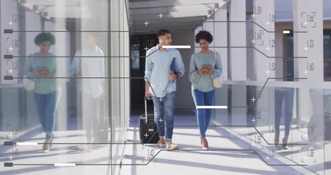 Diverse Business Travelers Analyzing Financial Data at Airport