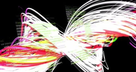 Colorful Light Trails with Overlay of Data Code