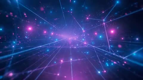 Gliding through Futuristic Light Grid Converging on Vibrant Core