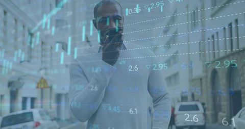 Businessman Analyzing Financial Data on Smartphone in Urban Scenery - Download Free Stock Images Pikwizard.com