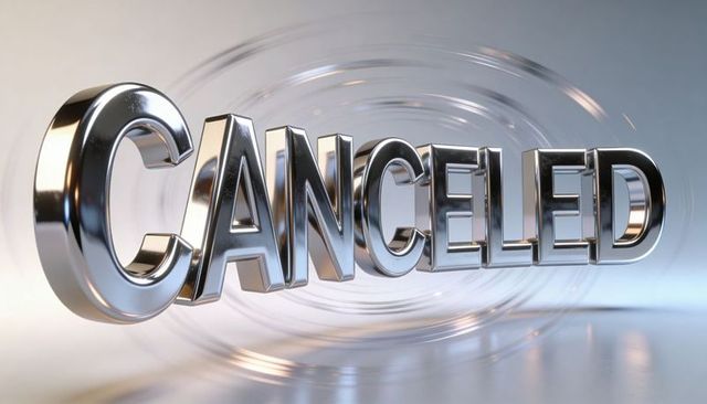 Chrome 3d cancelled text floating with motion blur reflective swirl futuristic design