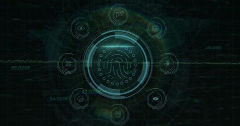 Futuristic Cybersecurity Interface with Biometric Elements