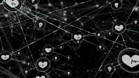 Digital Network with Healthcare and Technology Icons