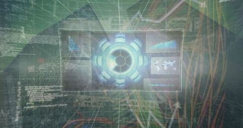 Futuristic Digital Interface Floating in Cyber Grid Environment - Download Free Stock Images Pikwizard.com