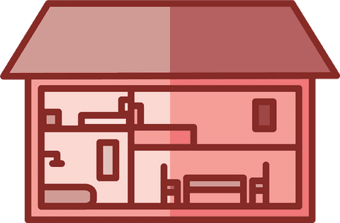vector pink house with rooms on transparent background - Download Free Stock Videos Pikwizard.com