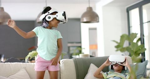 African American Siblings Gaming in Virtual Reality
