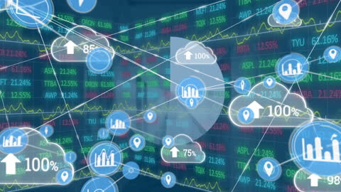 Digital Data Networking Overlapping Financial Market Screen