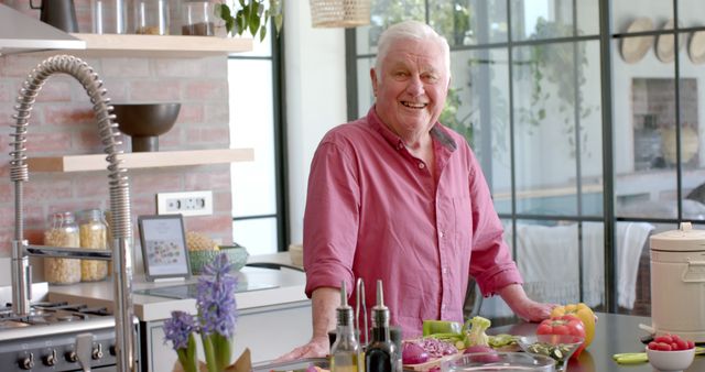 Senior Man Joyfully Cooking Healthy Dinner at Home - Download Free Stock Images Pikwizard.com