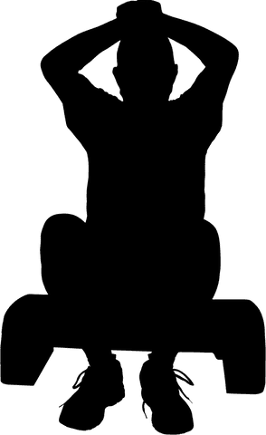 Transparent silhouette of man sitting arms outstretched