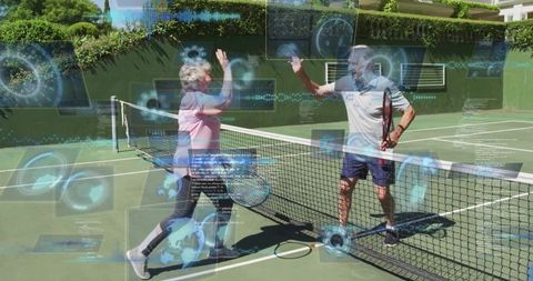 Seniors Embracing Technology on Tennis Court with AR Augmentation