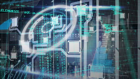 Futuristic Digital Interface with Scanning and Data Grid