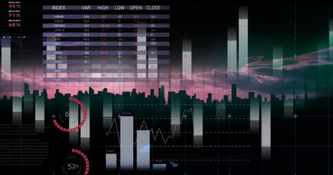 Data Analysis With Cityscape and Digital Charts - Download Free Stock Images Pikwizard.com