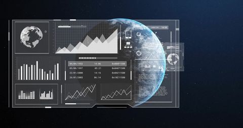 Futuristic Data Processing over Earth with Digital Graphics - Download Free Stock Images Pikwizard.com