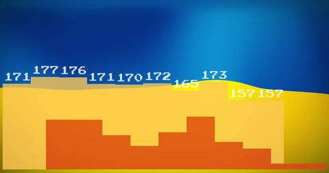 Financial Data Over Ukrainian Flag Illustrating Economic Trends