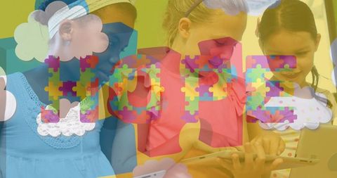 Children engaging with tablets emphasizing hope and autism awareness