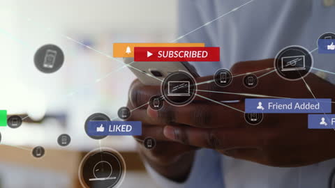 Digital Connectivity with Social Media Icons Overlay on Smartphone