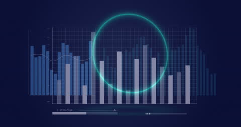Animated Finance Graphs with Neon Overlays on Dark Background